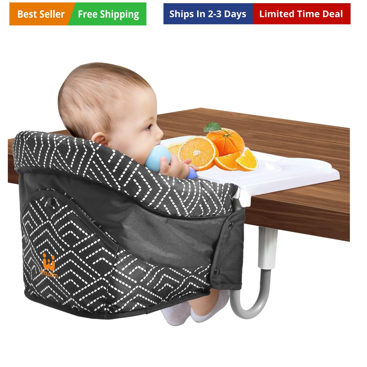 Hook On High Chair with Tray,Portable Baby High Chair That Attaches to Table,...