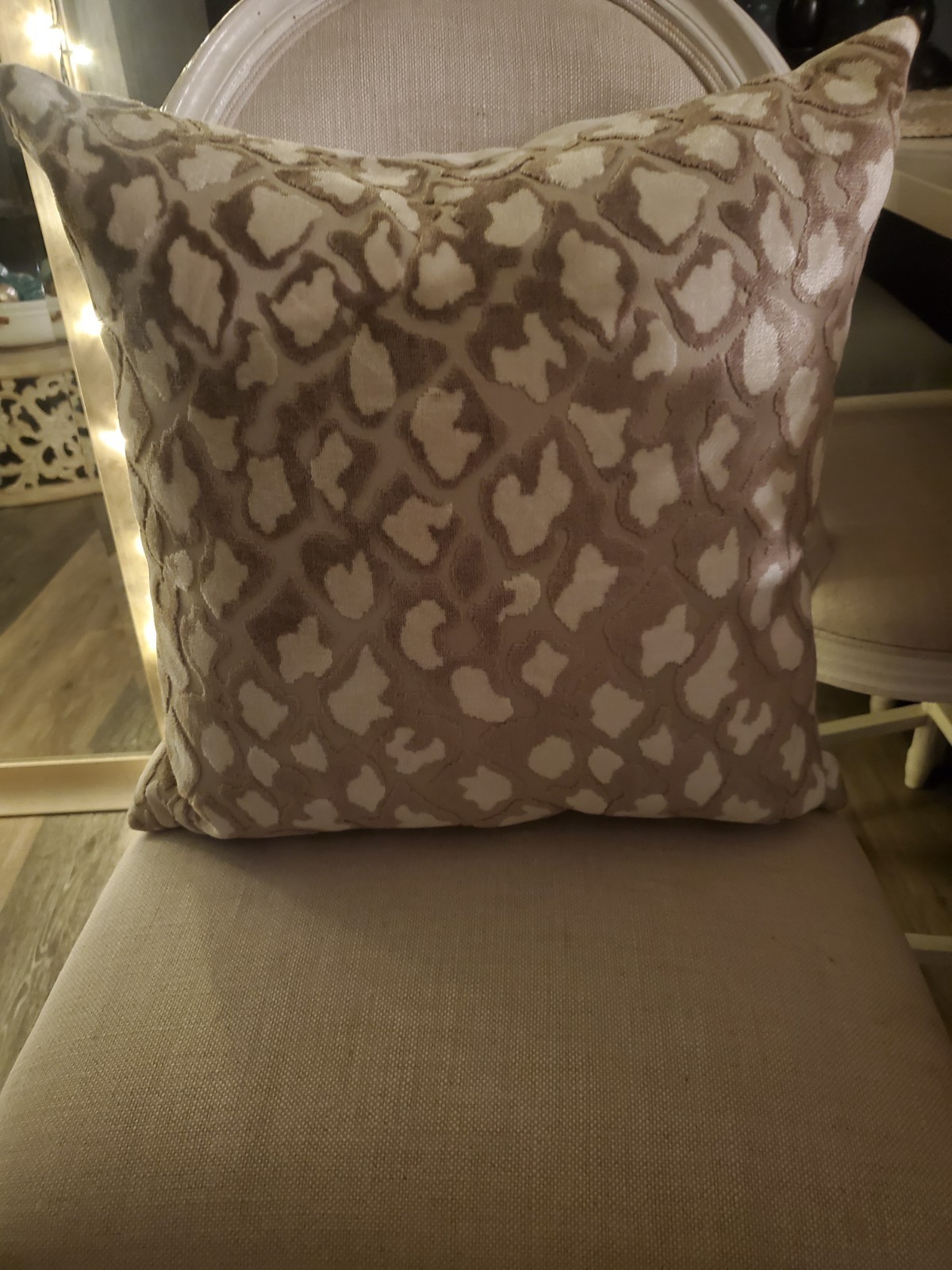 Animal Print Decorative Throw Pillow Beige Brown Cream Zip Closure