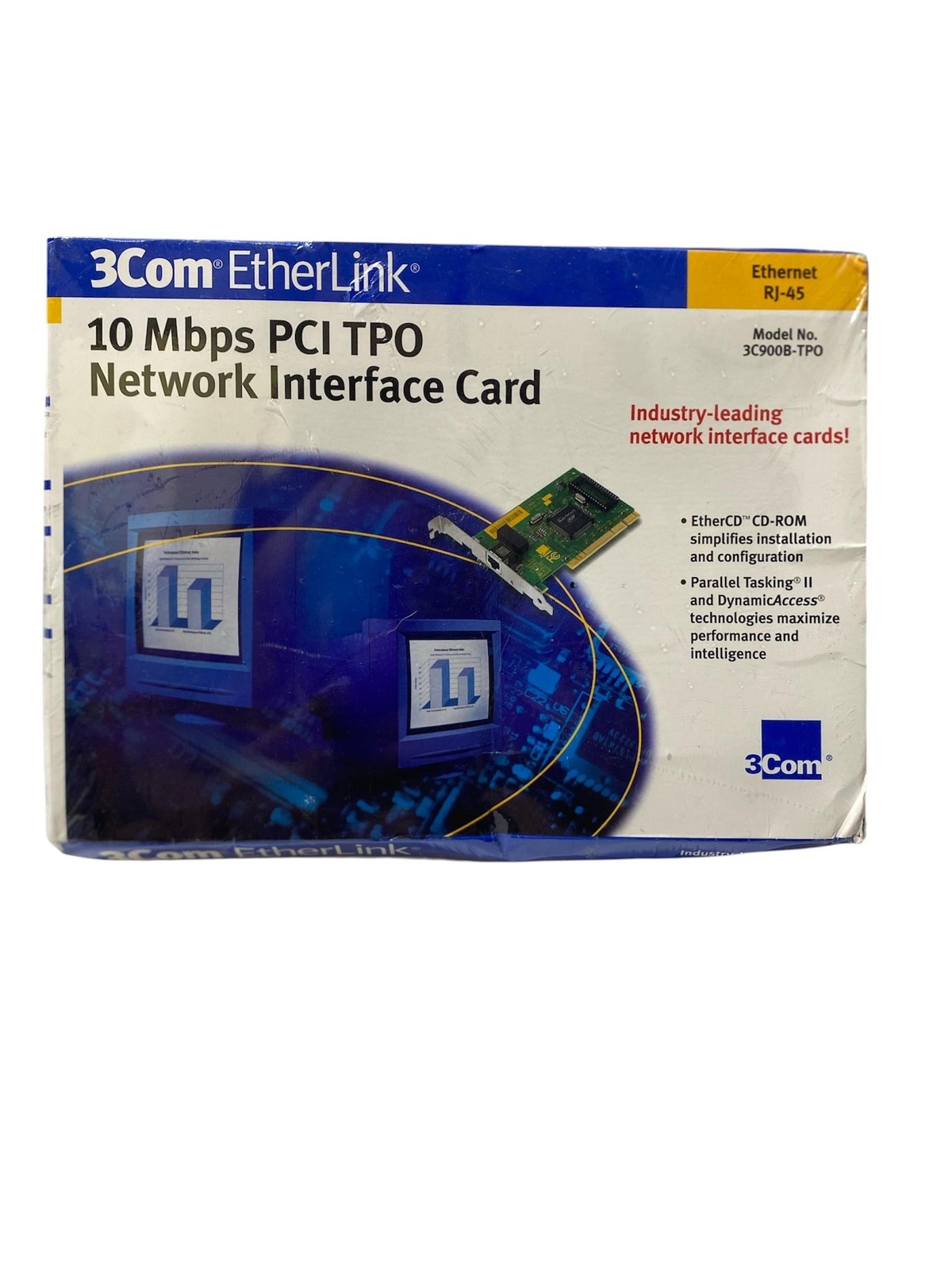 Vintage 3Com EtherLink PCI Network Card 3C900B-TPO 10Mbps RJ-45 NOS