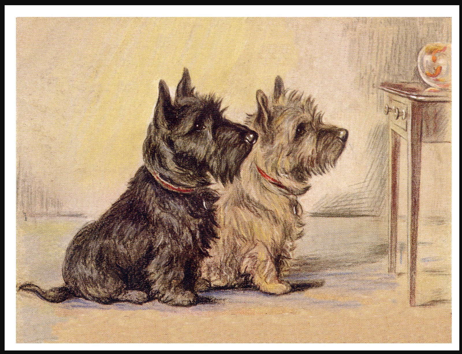 CAIRN TERRIER DOG ART PRINT POSTER VINTAGE STYLE DOGS WATCH GOLDFISH