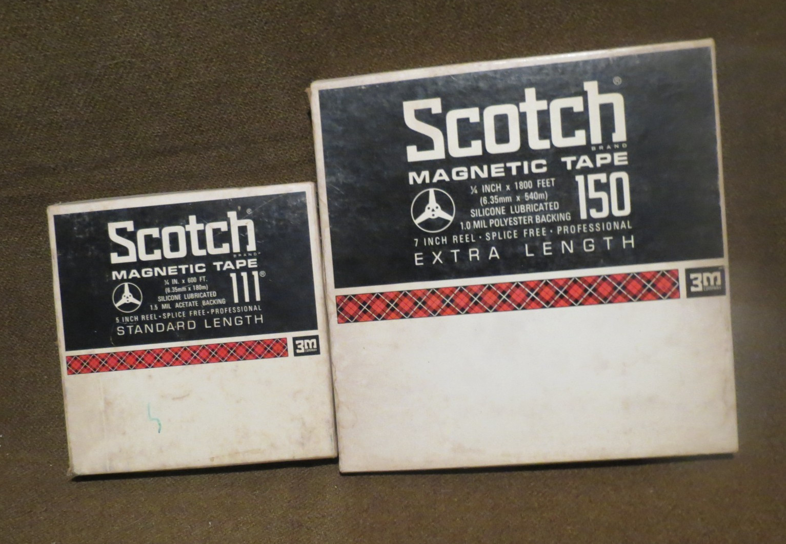 LOT OF 2 Vintage 3M Scotch 111 & 150  Magnetic Tape 1/4" Reel to Reel