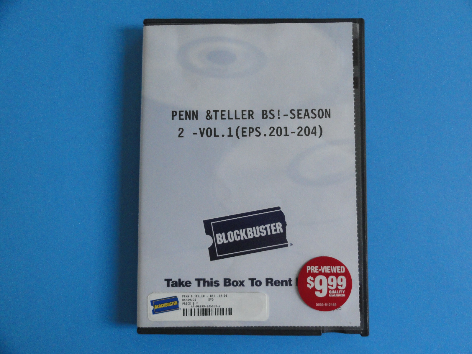 BLOCKBUSTER VIDEO STORE DVD RENTAL CASE - PENN & TELLER BS! SEASON 2 VOL. 1