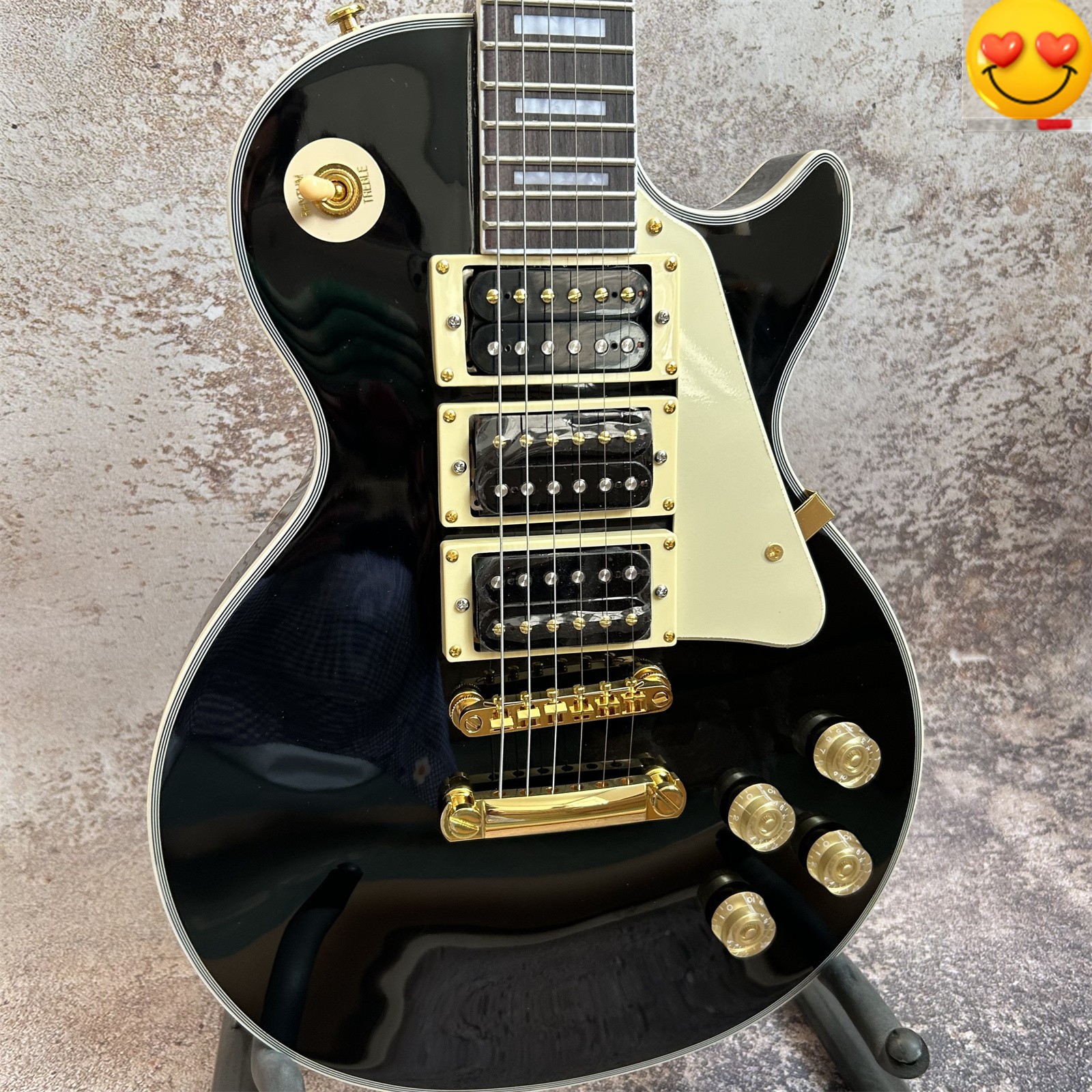 US Warehouse Black Frampton Phoenix Electric Guitar HHH Pickups Gold Parts