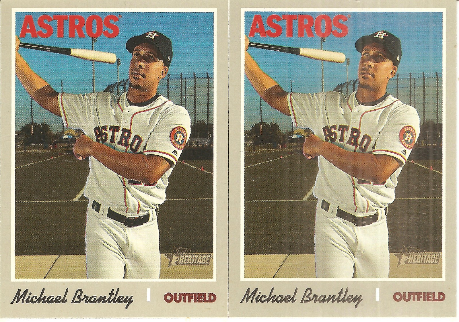 2 CARD 2019 TOPPS HERITAGE MICHAEL BRANTLEY BASEBALL CARD LOT