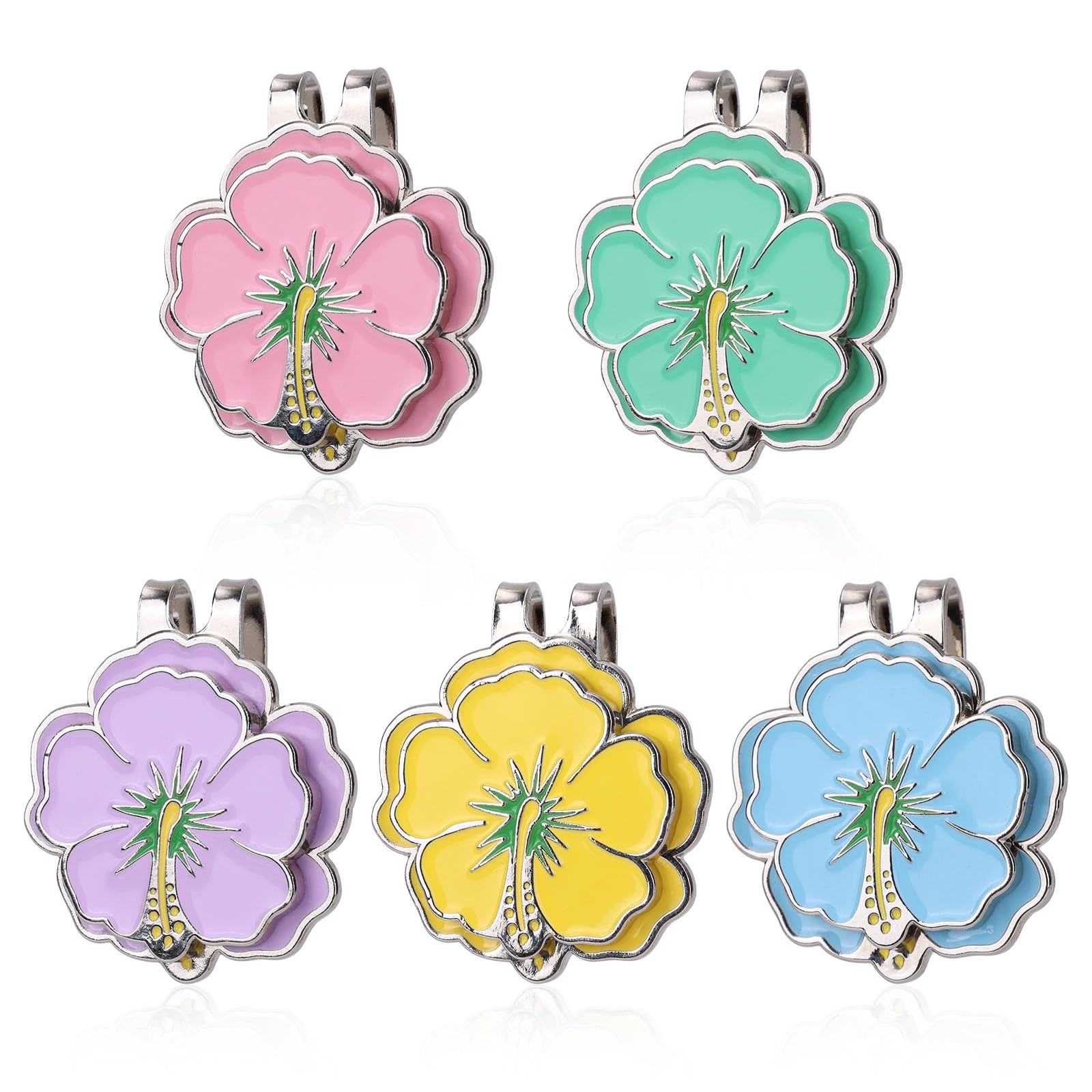 lasuroa 5pcs Magnetic Golf Ball Markers for purple, yellow, green, pink, blue 