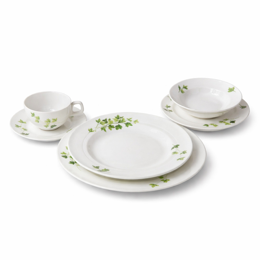 Salem China Parsley 6 Pc Place Setting USA Dinner Plate Bowl Cup Saucer Salad