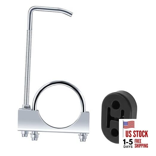 Car 2.5" Exhaust Clamp with Rod & Rubber Exhausts Hangers Kit,Exhaust Hanger 