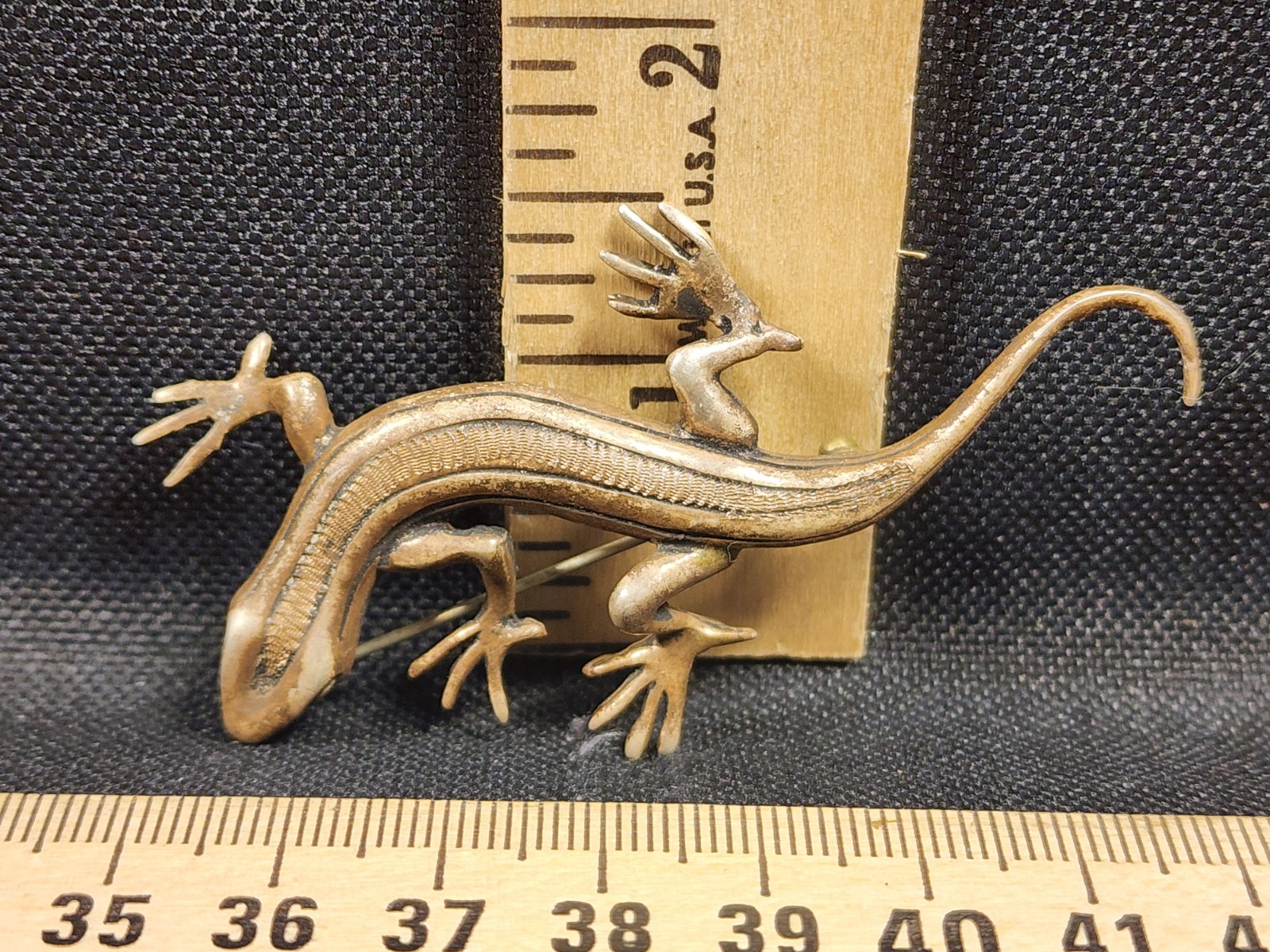 Vintage Sterling Silver Small Lizard Chameleon Brooch Pin/Pendant Marked/Tested+