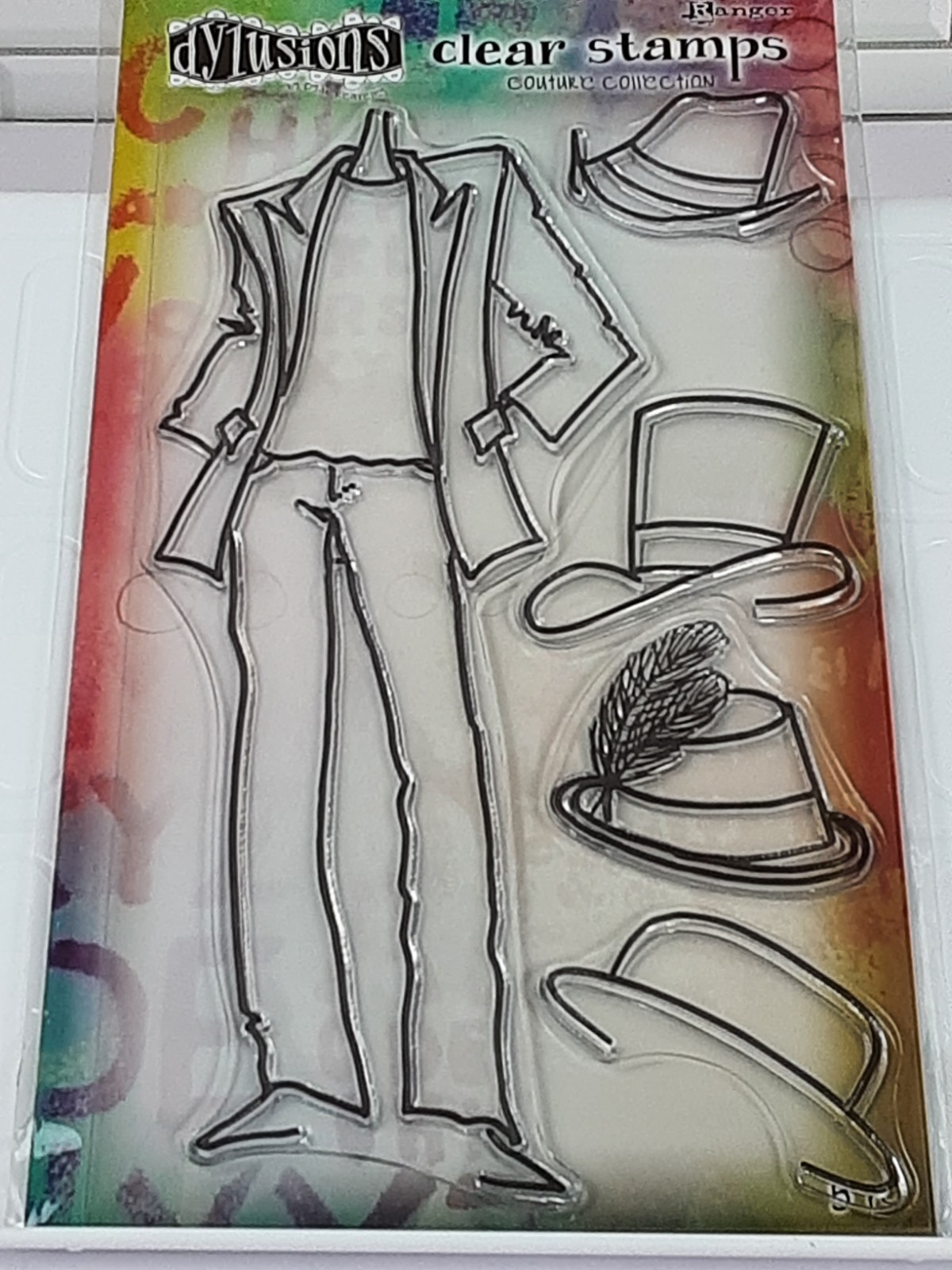 NEW Dylusions Ranger Man About Town Stamp Set Couture Collection 5 Rubber Stamps