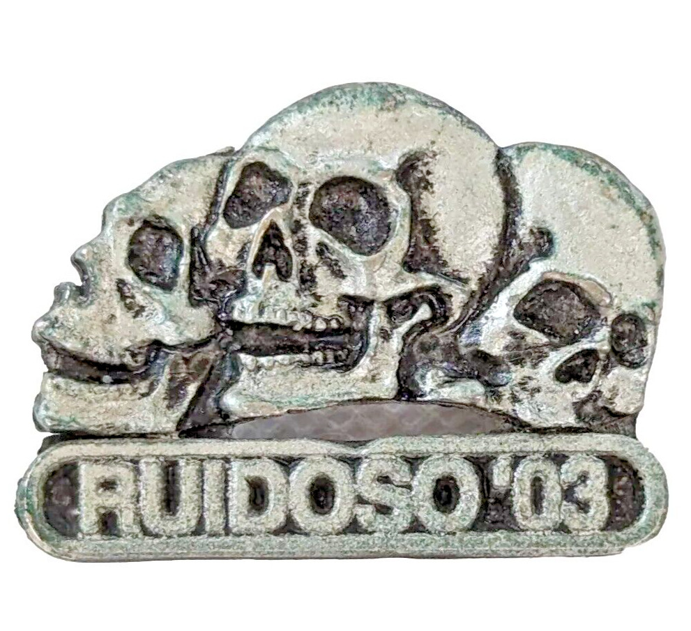 Vintage Live To Ride American Biker Skull Pewter Ruidiso 03 Vest Lapel Pin
