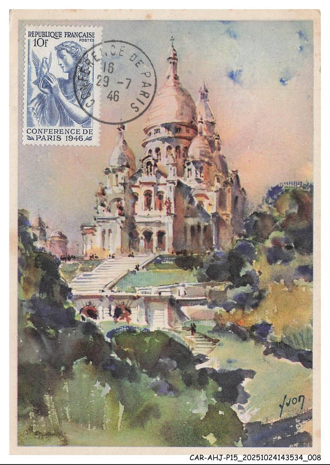 CAR-AHJP15-0714-CARD-MAXIMUN - Paris - Basilica Of The Sacred Heart - 1946