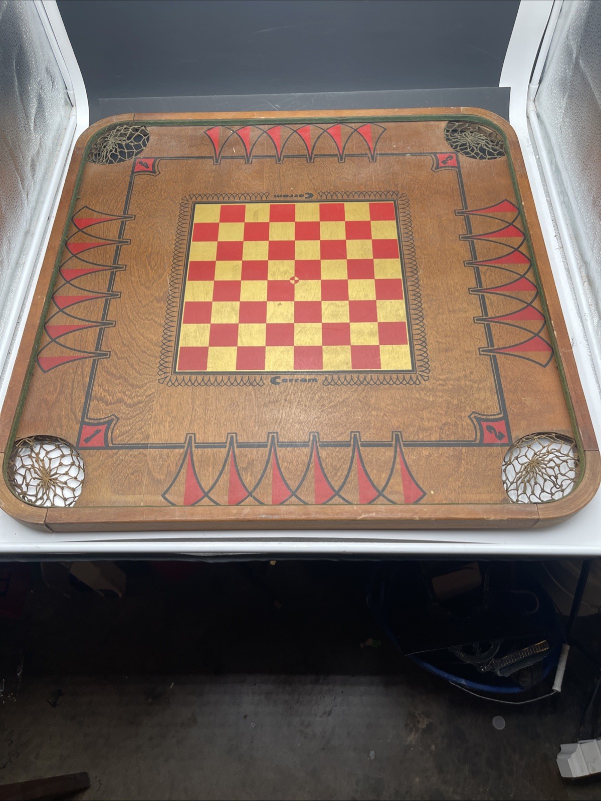 Antique Vintage Carrom Wood Game Board