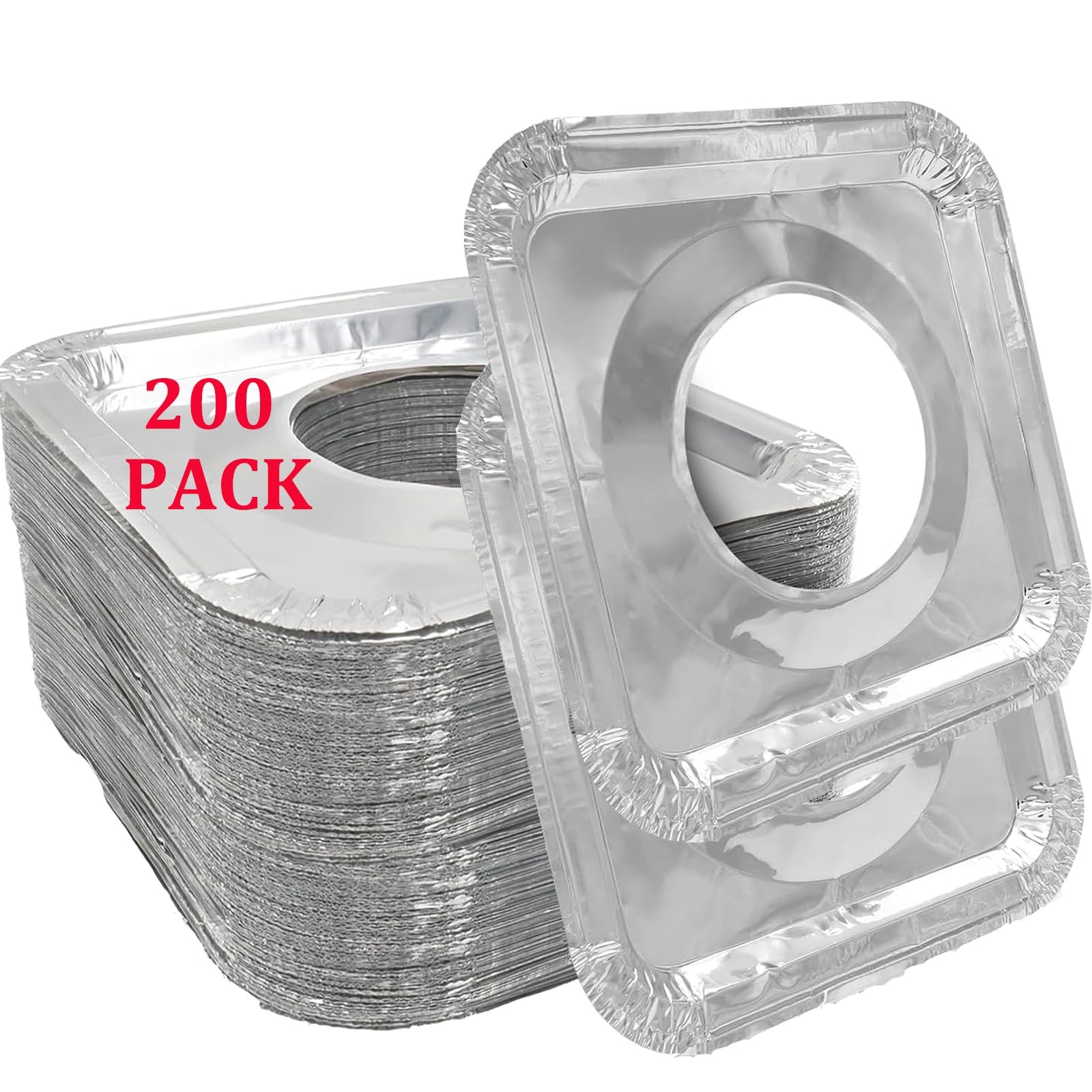 200 Pack Disposable Aluminum Foil Gas Burner Cover Liners Stove Top Protector