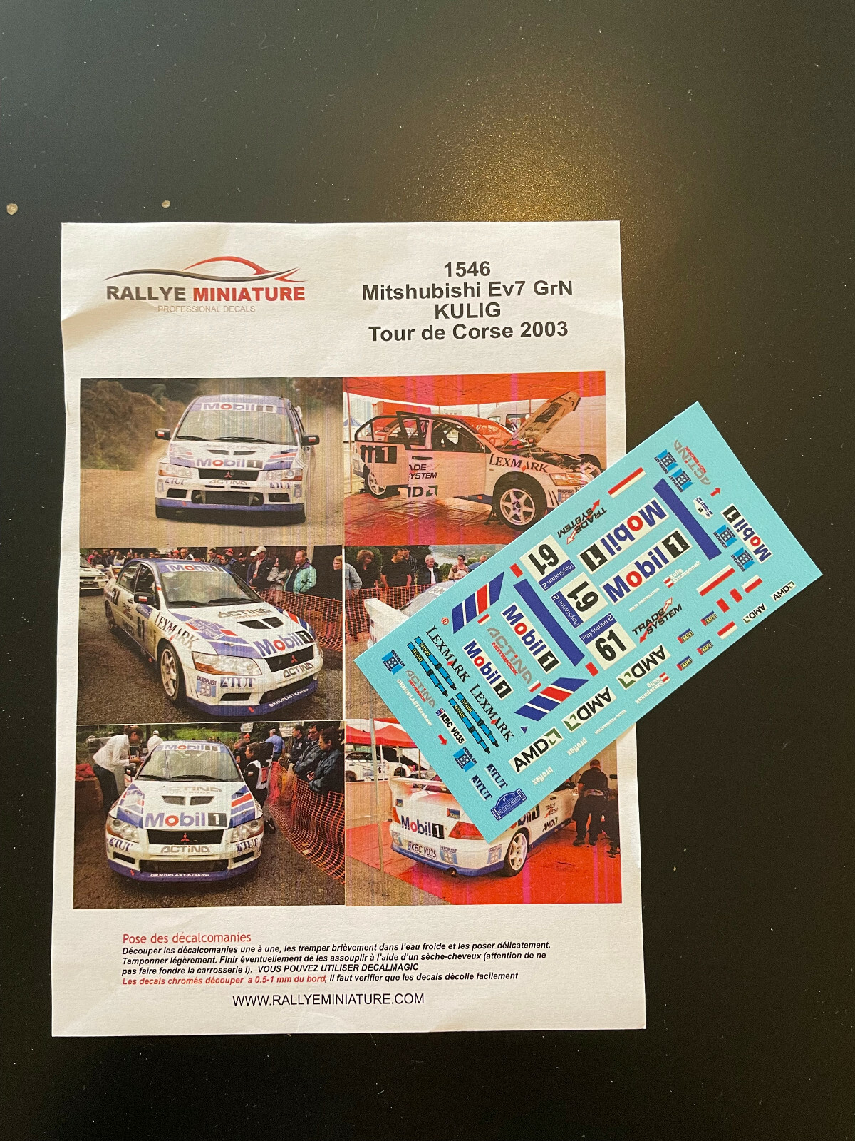 DECALS 1/43 MITSUBISHI LANCE KULIG TOUR DE CORSE 2003 WRC RALLY RALLY FRANCE