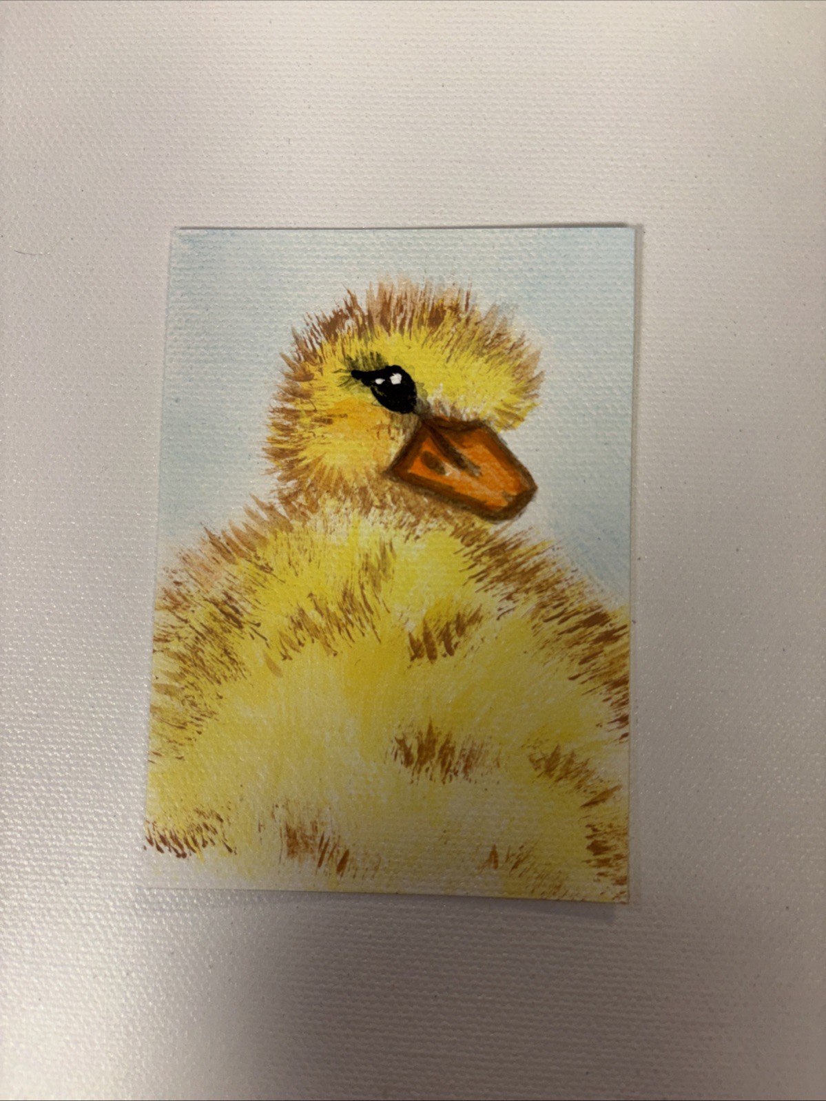 ACEO Original Acrylic Duckling Easter Art Card Hand Painting