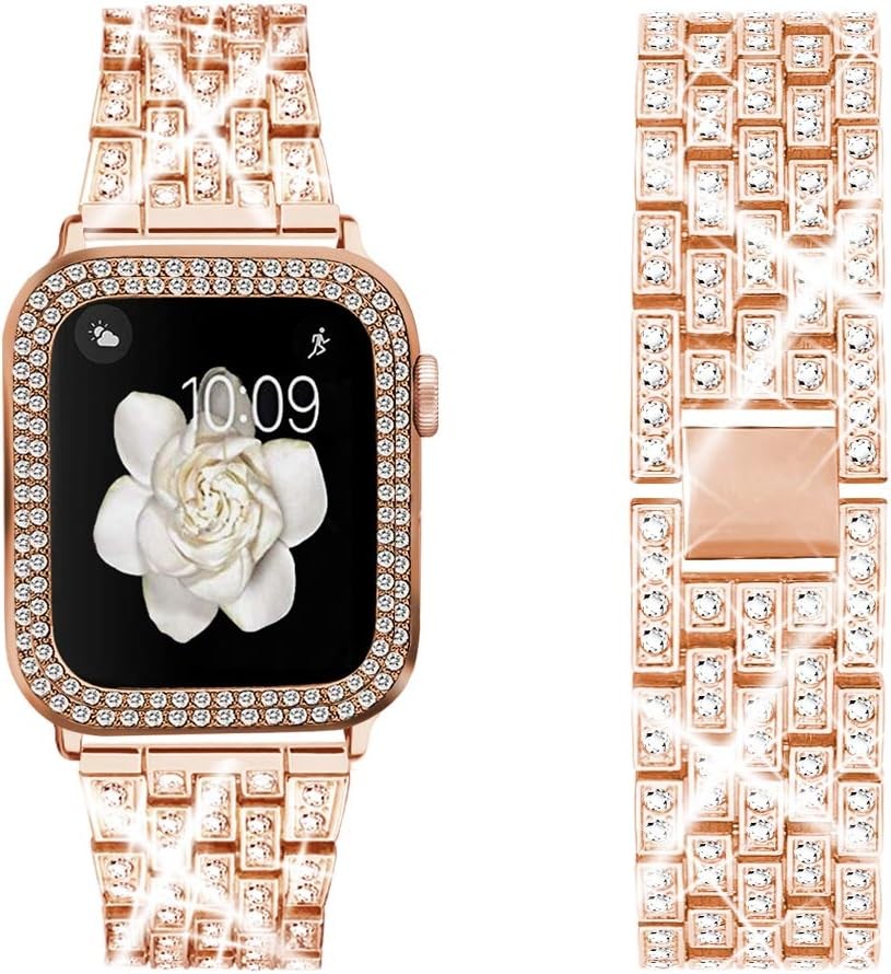2 Pack Bling Crystal Strap Compatible with Apple Watch Ultra 49mm 44mm