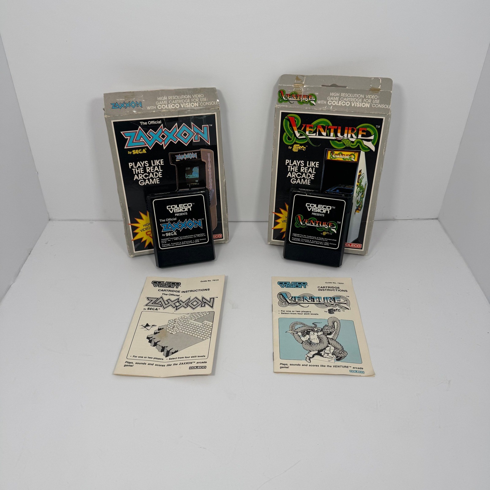 ColecoVision Zaxxon & Venture Lot CIB w/ Manuals Untested