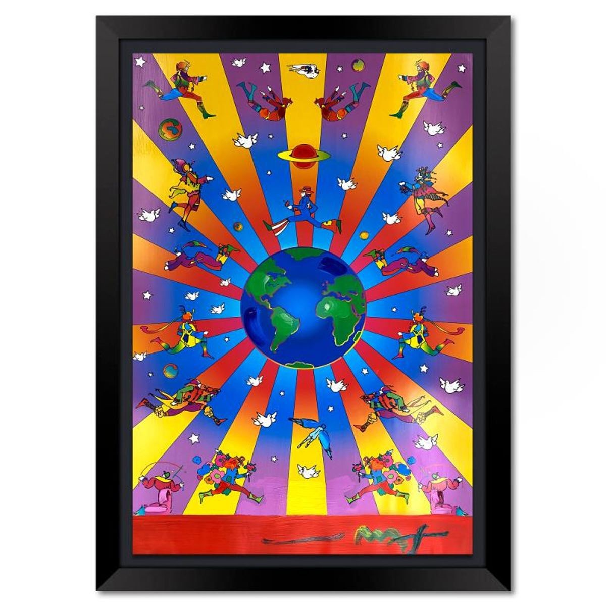 Peter Max, "Earth Day 2000" Framed One-of-a-Kind Mixed Media, Hand Signed with R