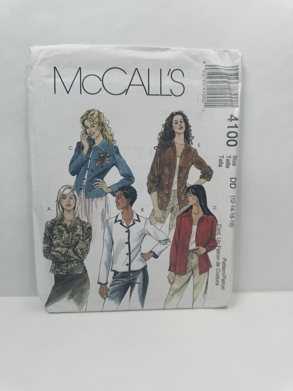 McCalls 4100 Misses Top Shirt Blouse Pattern 12-18 *Uncut*