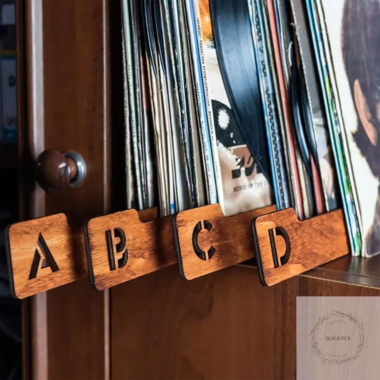 26PCS Alphabetical Vinyl Record Dividers A-Z for Horizontal Vertical, Wooden Rec