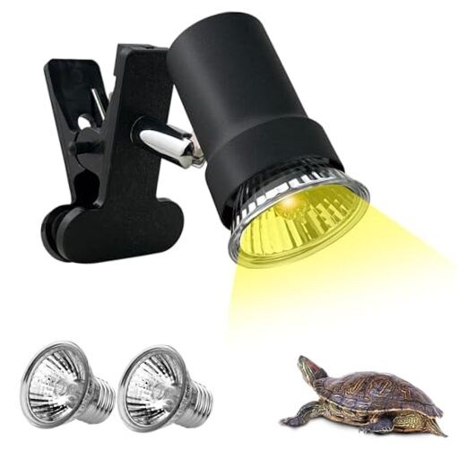  Turtle Heat Lamp + 2 Heating Bulbs (50W,35W), Reptile UVA UVB Basking Spot 