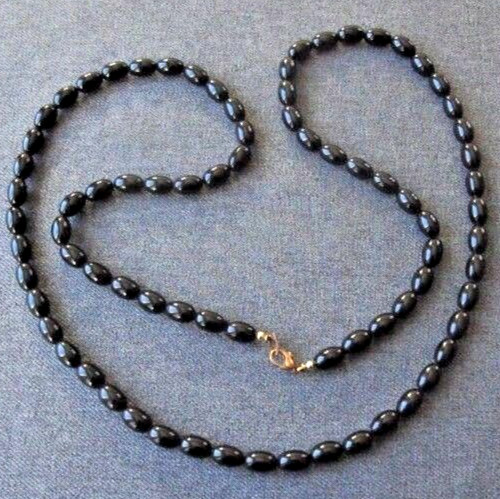 Vintage nice design black plastic olive shaped beads necklace