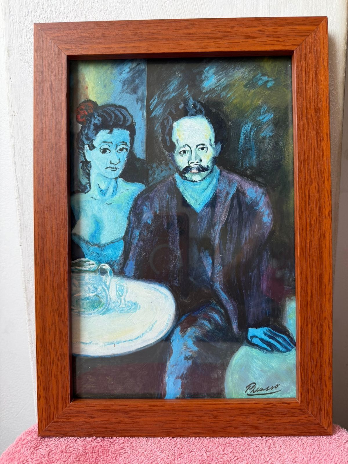 pablo picasso , framed oil painting on wood, sealed and signed.