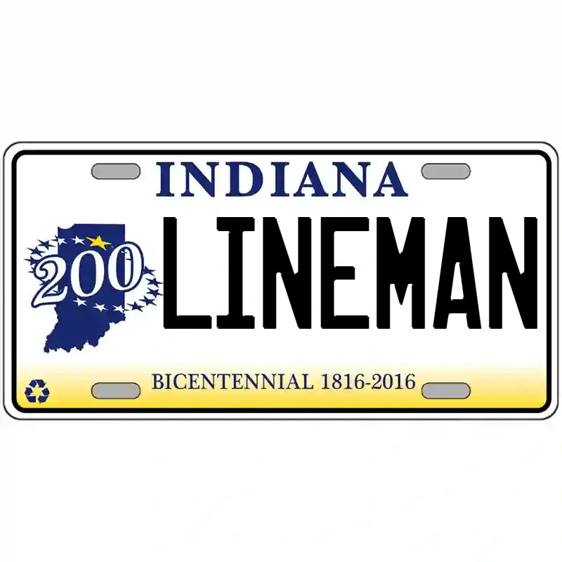 Lineman Indiana Bicentennial Metal Sign