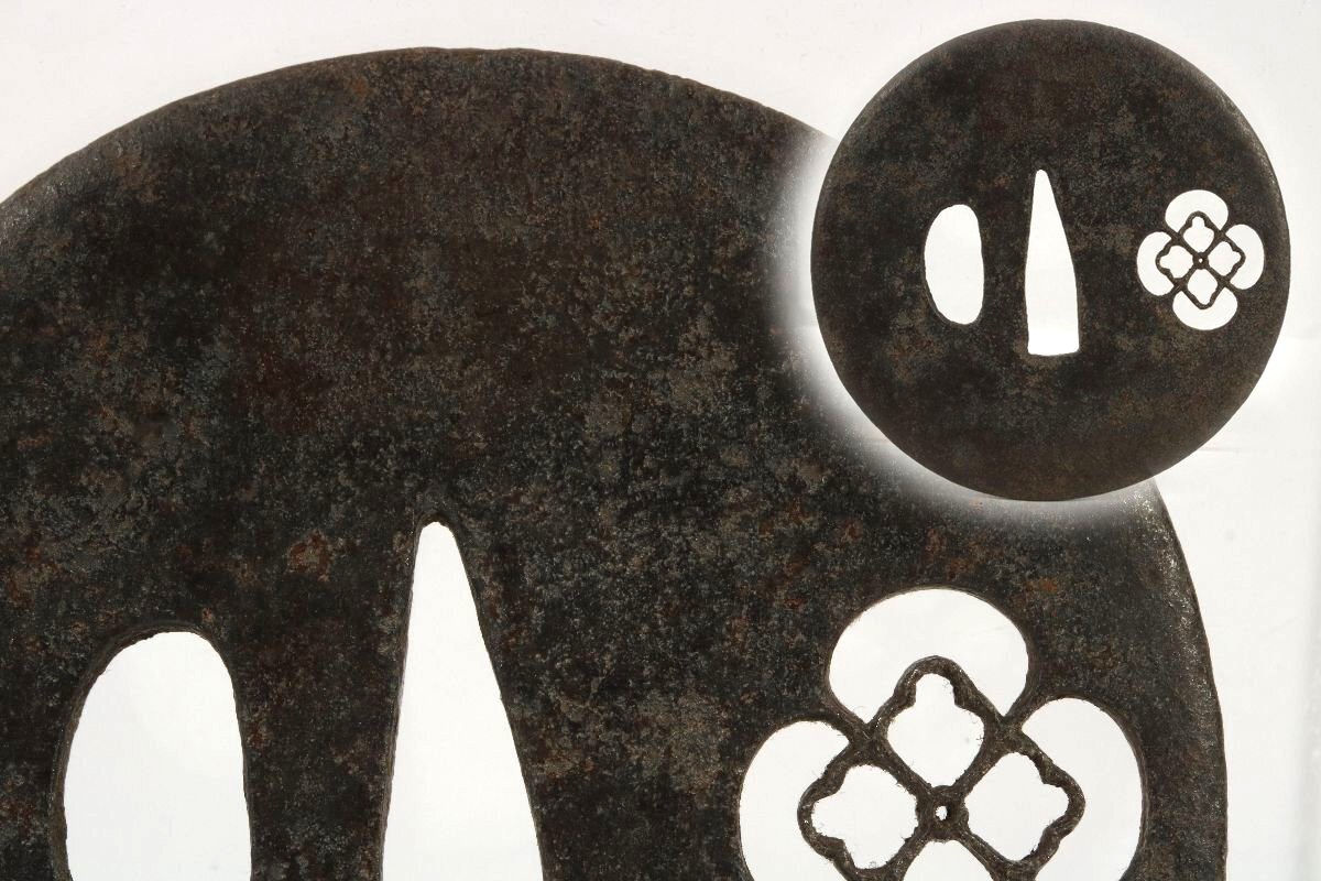 Edo peirod Japan antique Tsuba Iron  Openwork Plum Blossom