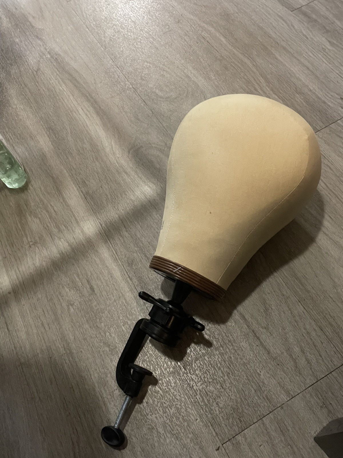 Canvas Covered Milliners Head Form Wig Stand 24in.