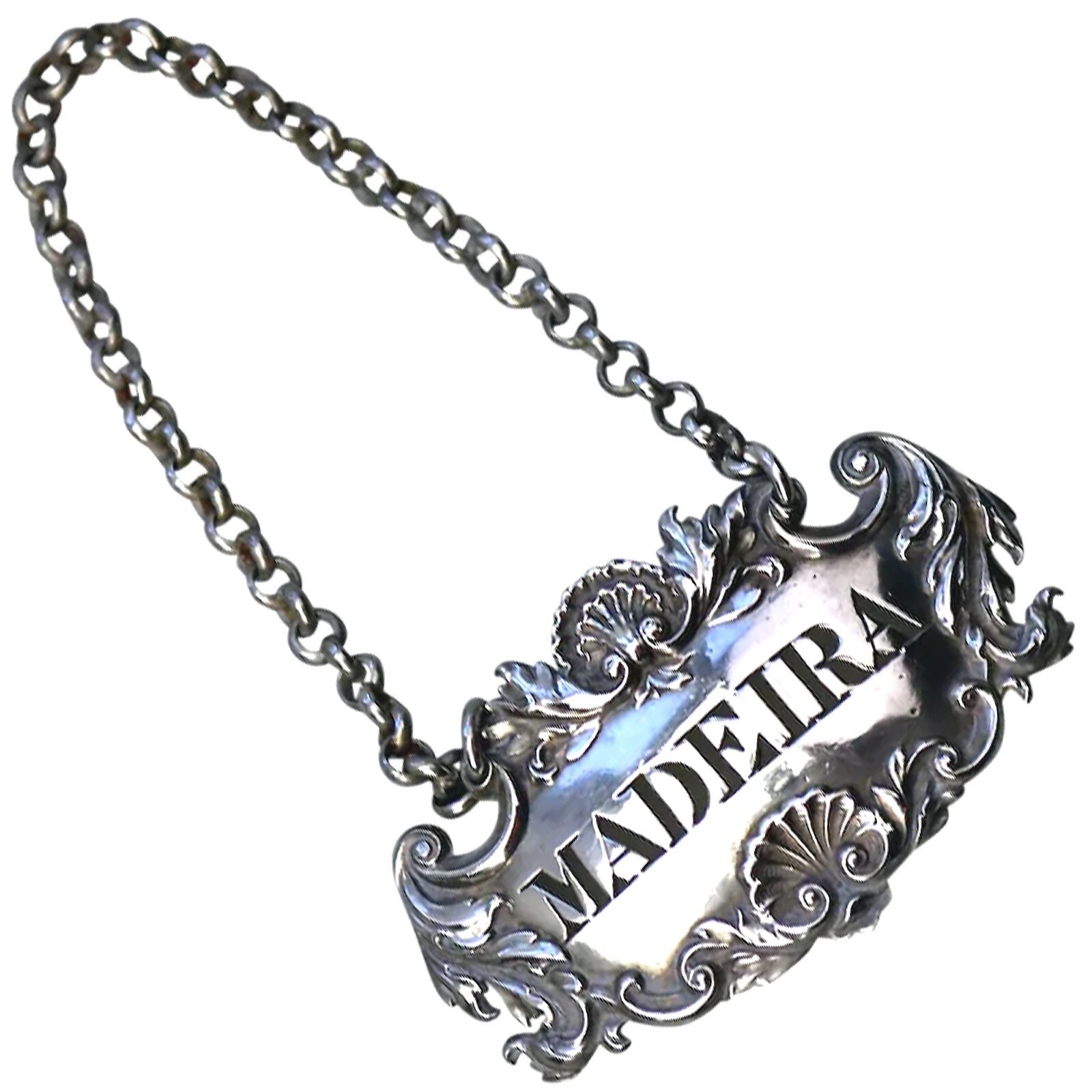 Antique Georgian solid silver Madeira pierced Decanter Label Ticket 20g C.1823