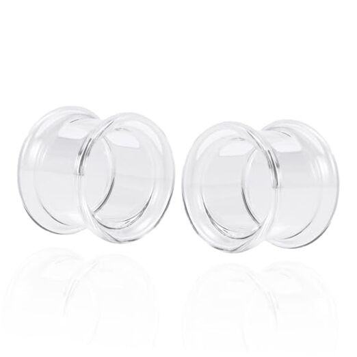  Glass Ear Gauges Plugs and Tunnels Double Flared Hypoallergenic and 8mm Clear