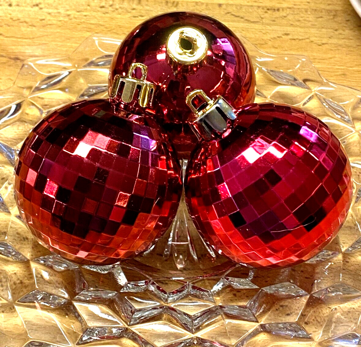 3 Shiny Red 2" Shatterproof Christmas Ornaments