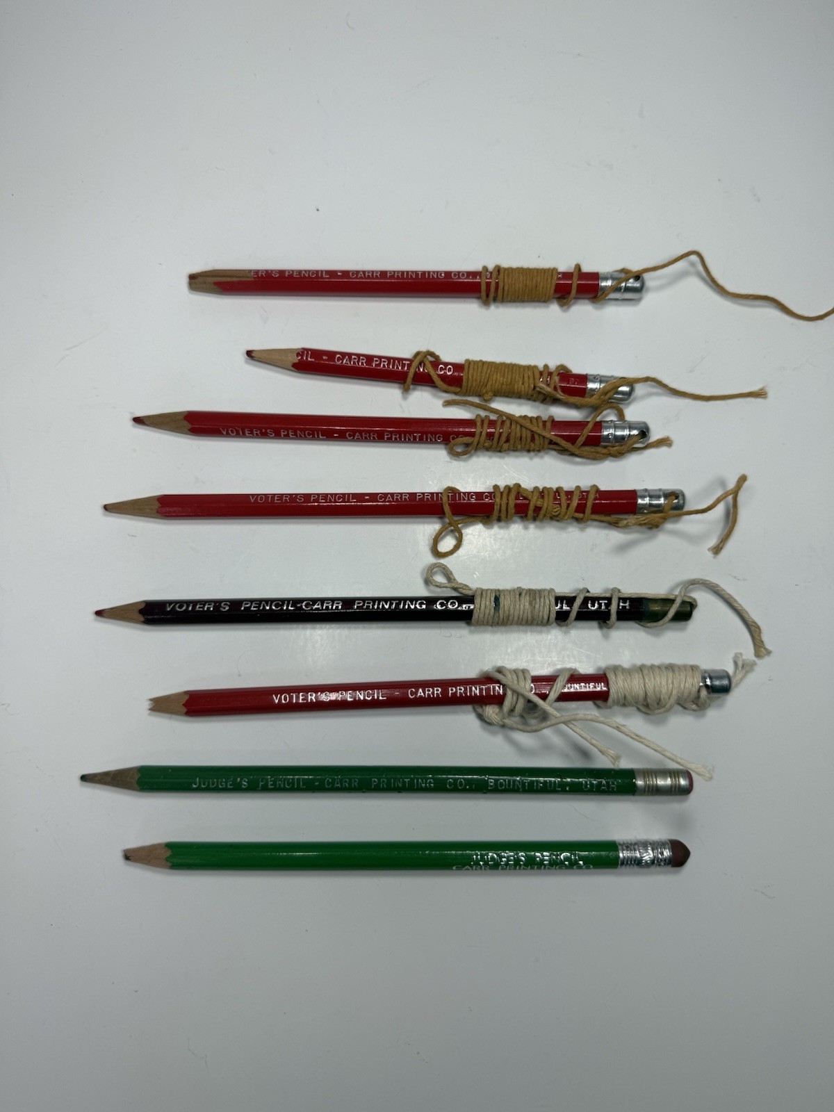 Vintage Utah Voters Election Pencils With Strings And Judges Pencils 8 pcs RARE