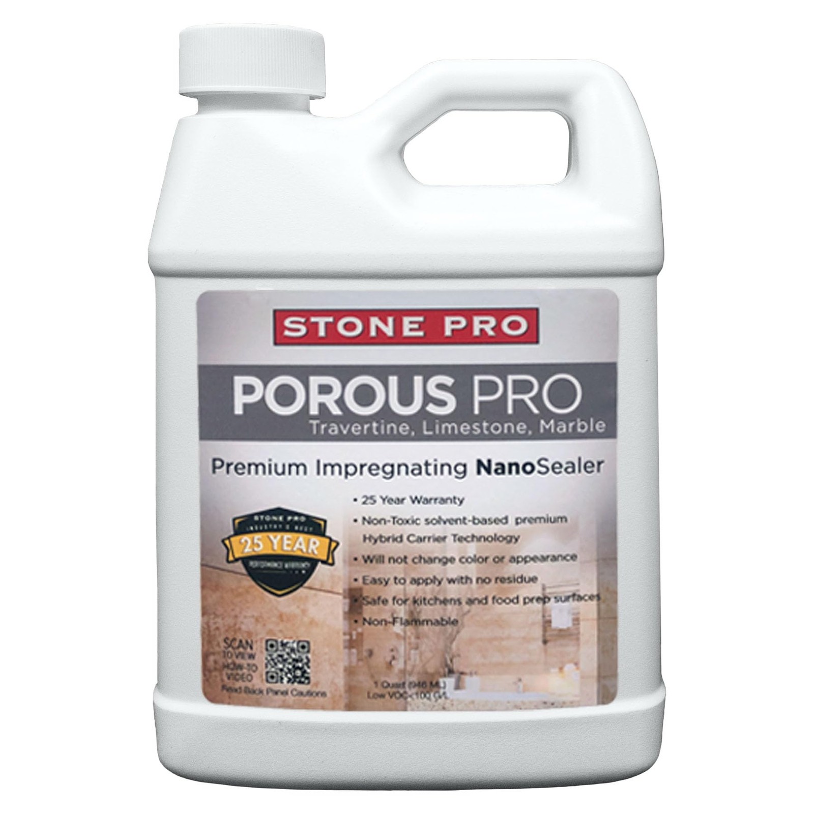 Stone Pro – Porous Pro Sealer (1 Quart – 32 Fl Oz) (for Sealing Travertine, L...