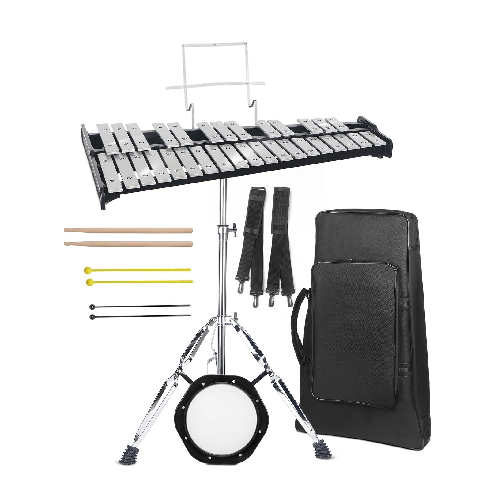 Professional 32 Note Glockenspiel Xylophone Bell Kit for beginner:Muted Practice