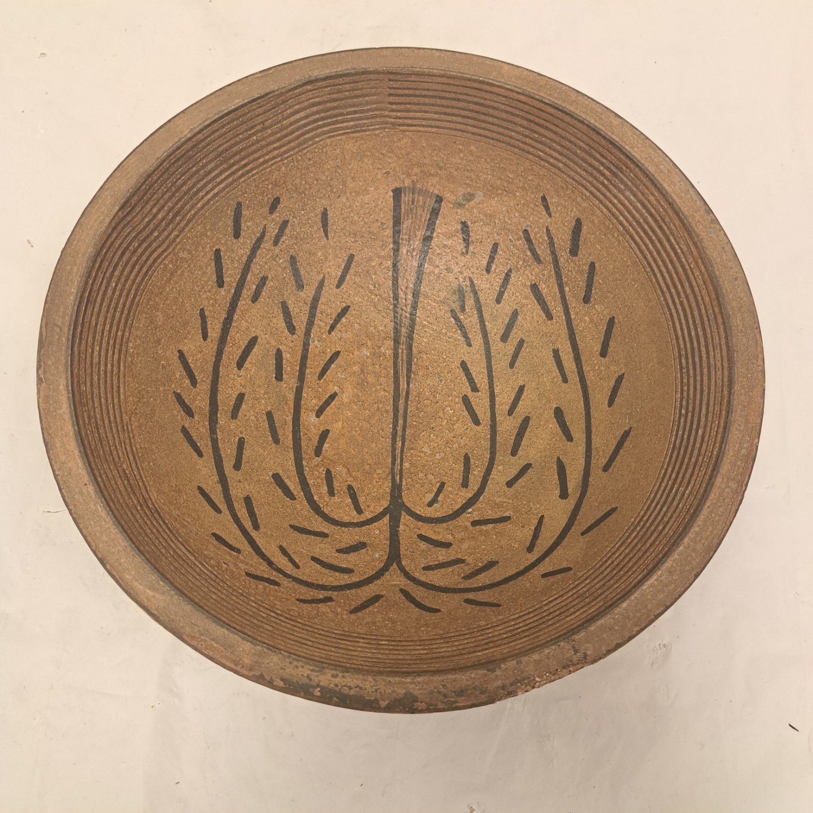 Primitive Vintage Wood Bowl Farm Folk Art 11" Fruit Unique Kitchen Farmhouse 