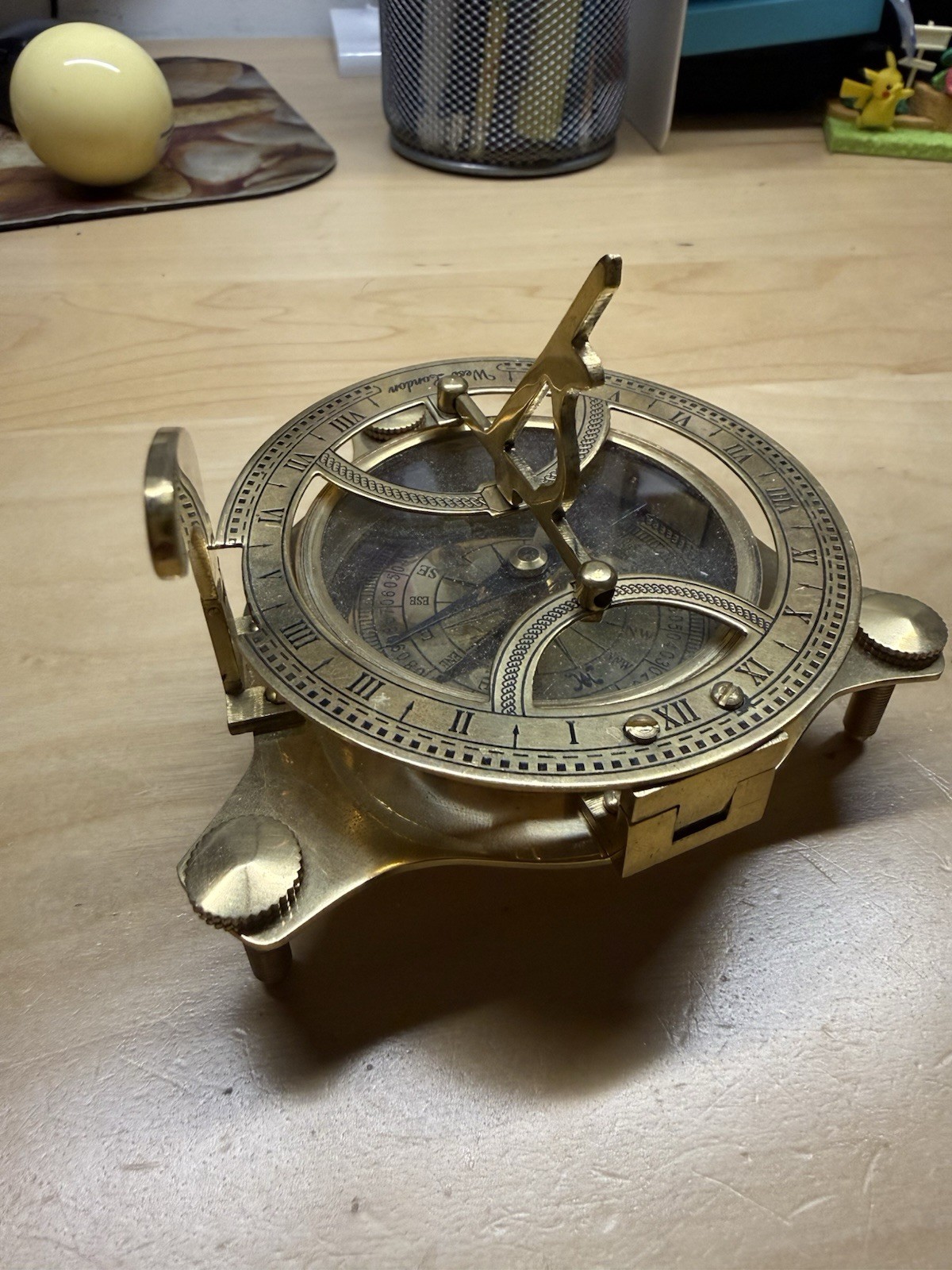 Vintage London west maritime antique SUNDIAL COMPASS brass nautical Christmas