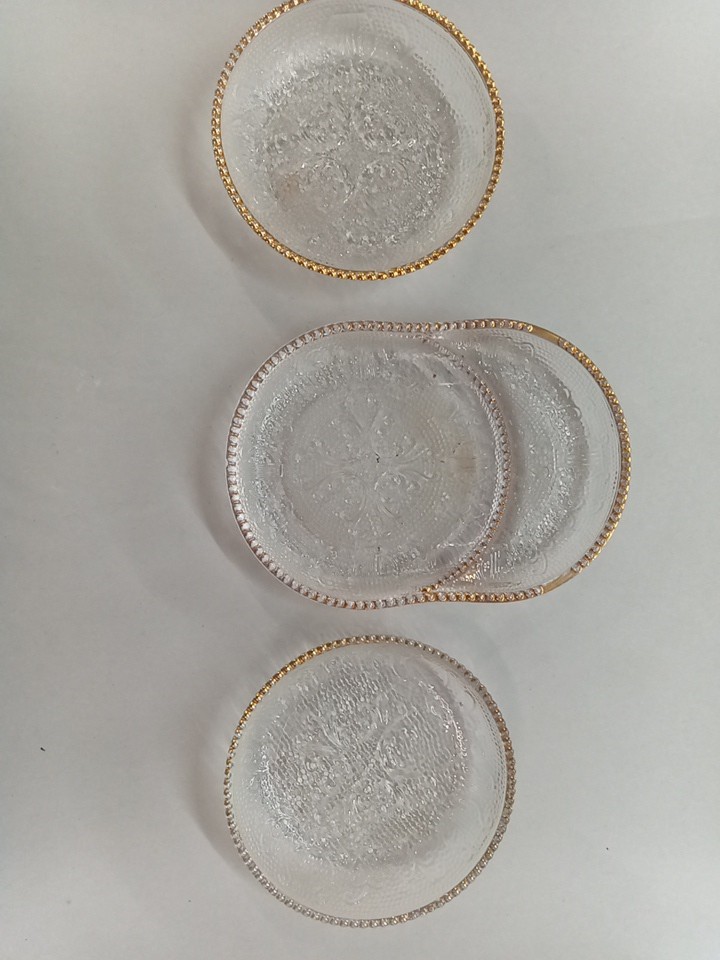 Vintage 3pc Jeannette Harp Coaster/Ashtray Set