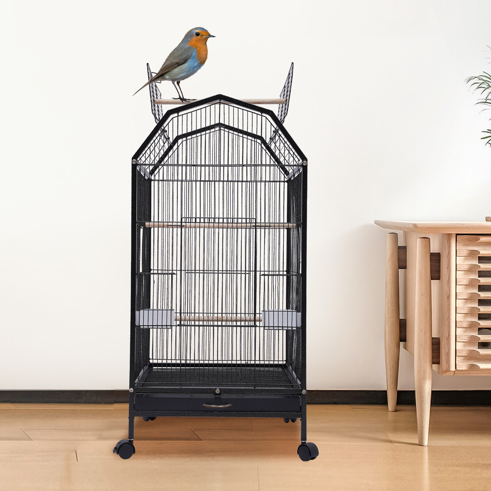 Large Bird Cage wit Rolling Stand Cockatiel Parakeet Finch Parrot Birdcage Cage