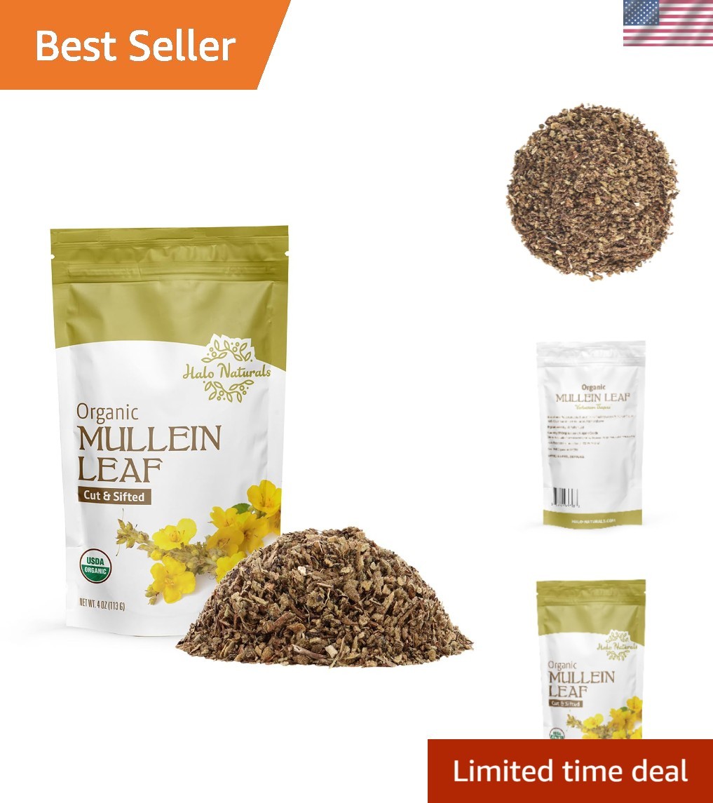 Natural 4 oz Organic Mullein Leaf Cut & Sifted - Breath Easy with Quality Herbs