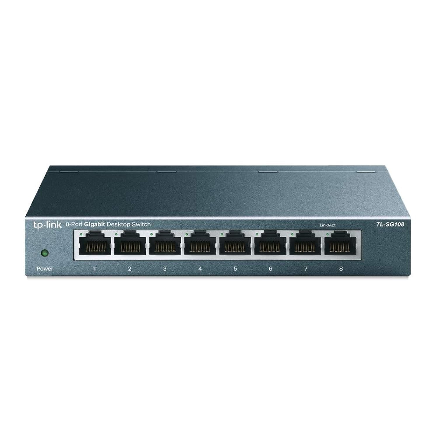TPLink 8 Port Gigabit Ethernet Network Switch  Ethernet Splitter | Plug & Pla...
