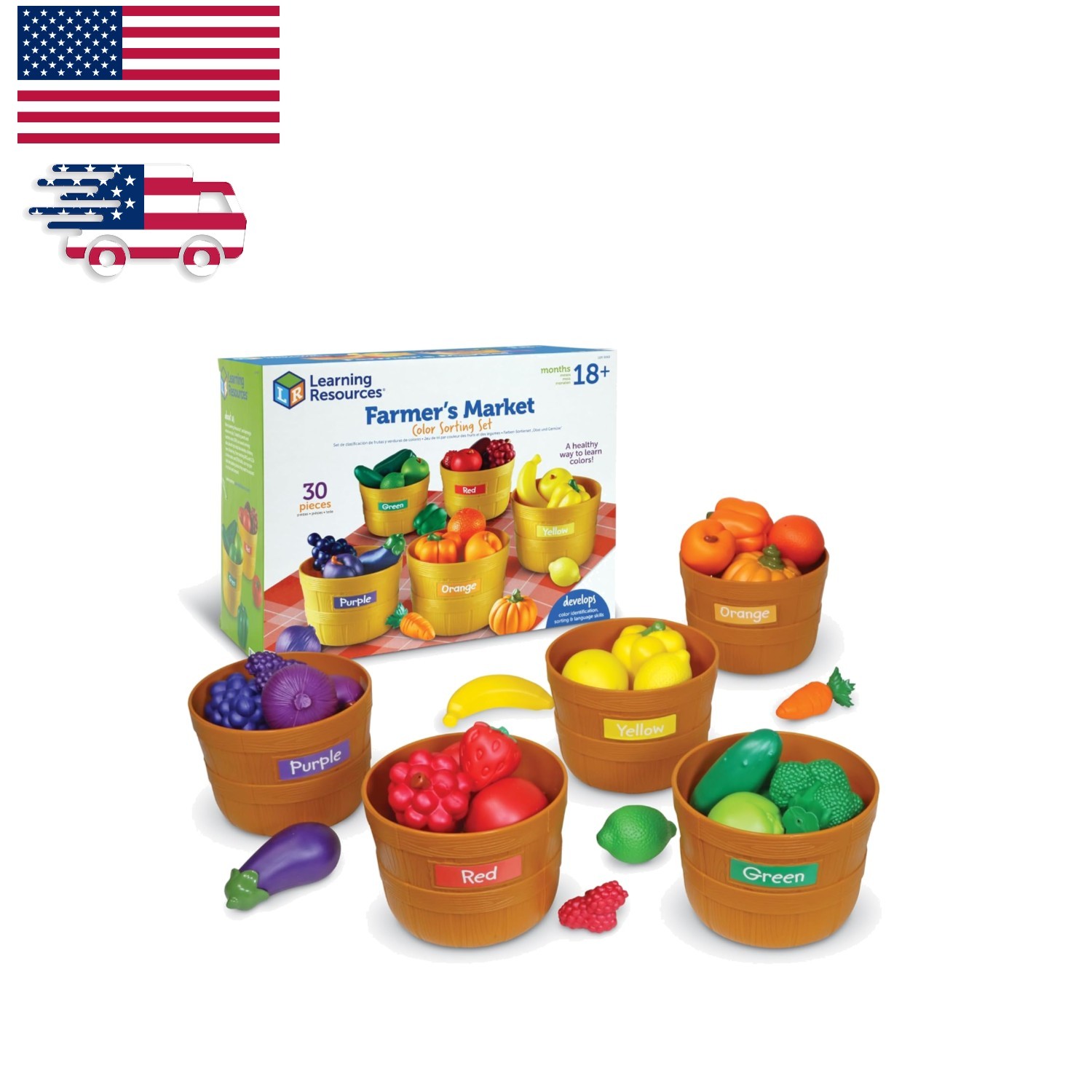 Toddler-Friendly 31-Piece Farmer's Market Sorting Set - Engaging Play Food