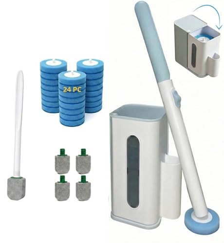 2-in-1 Toilet Cleaning Kit: Disposable Toilet Brush with 24 Refills & Pumice 