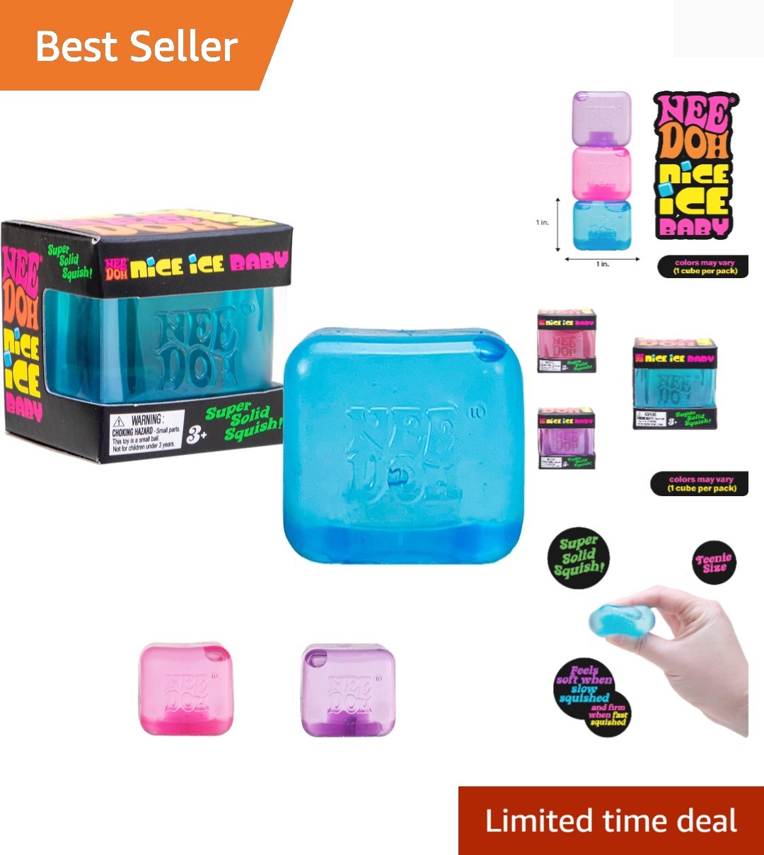 Cute NeeDoh Nice Ice Baby - Sensory Stress Relief Toy - Compact & Colorful