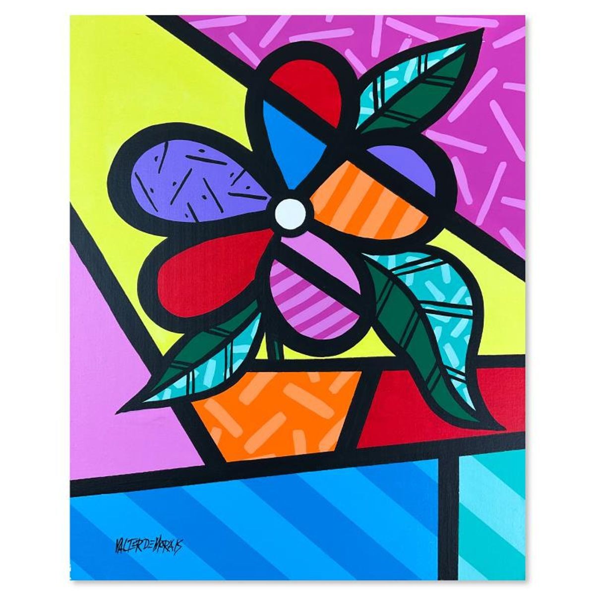 Valter Morais, Original Acrylic Painting on Canvas, Hand Signed with Letter of A