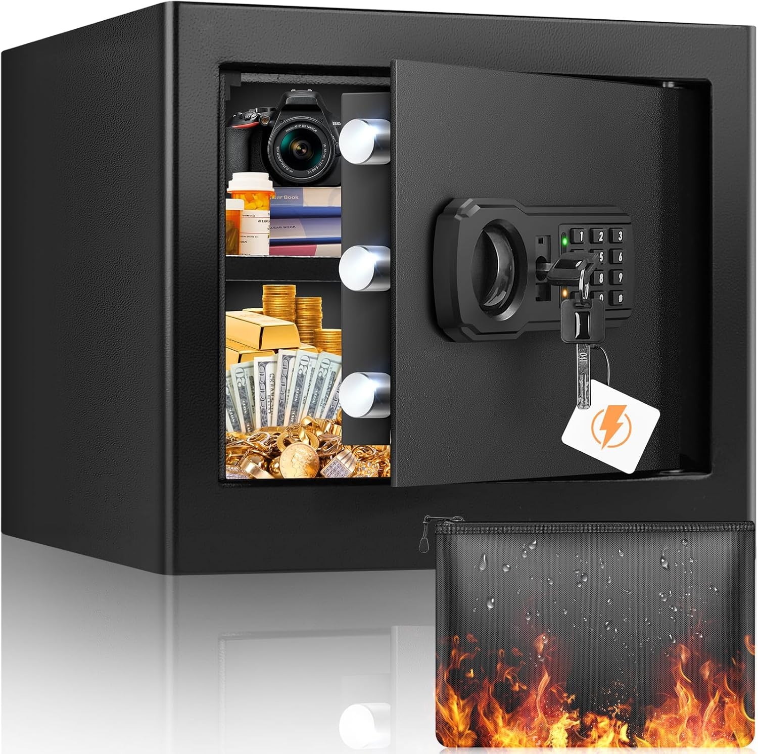 9.84-inch tall compact safe, 1.2 cubic feet security safe