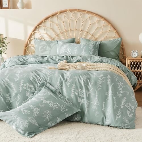  Duvet Cover King Size, King(104"x90") 01 - Green Leaves (No Comforter)