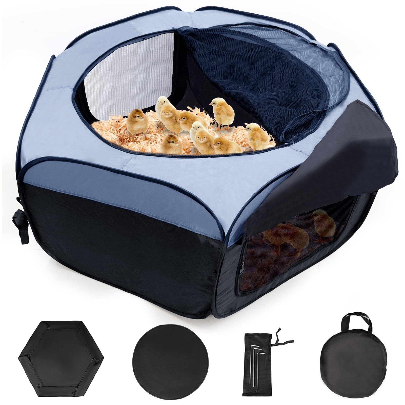 Chick Brooder Box-Chicken Brooder Playpen/Tent with Dual Door, Pop-Up Brooder...