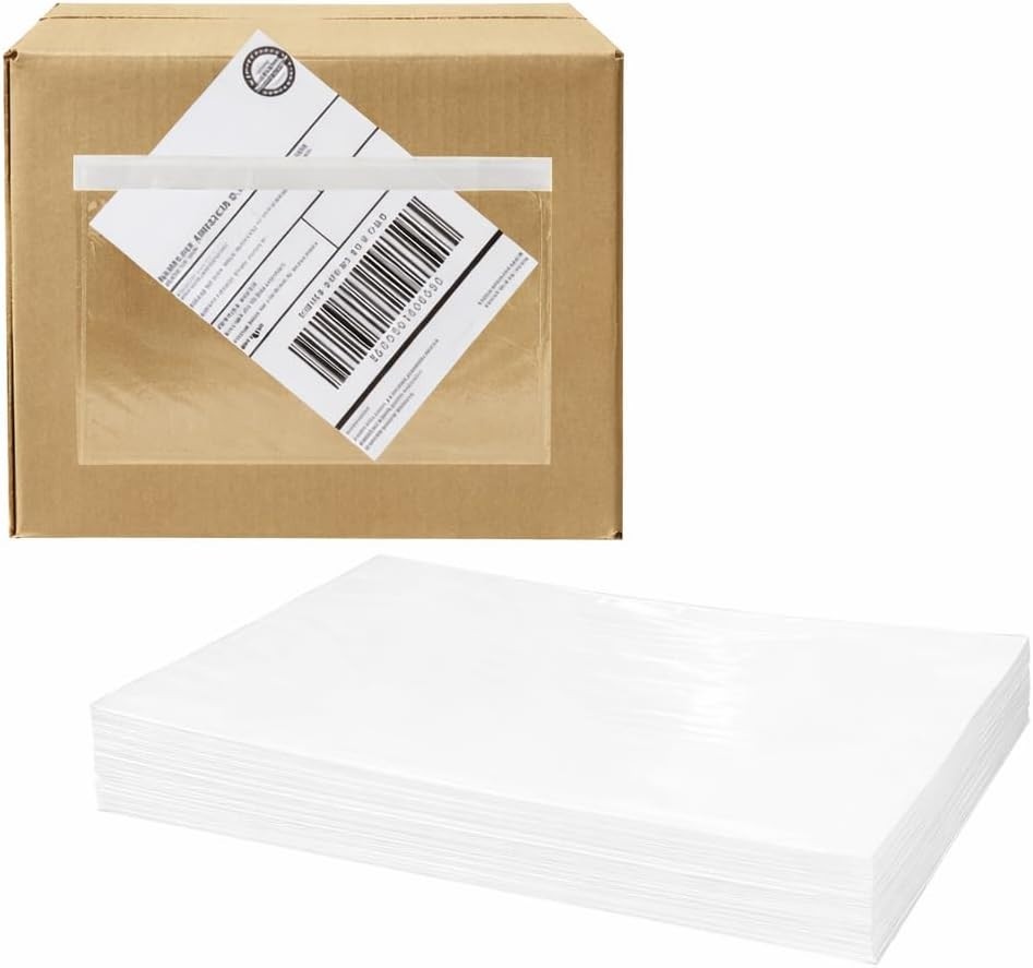 110 Pcs 7.5"X 5.5" Shipping Label Sleeves, Adhesive Clear Packing Slip Pouches, 